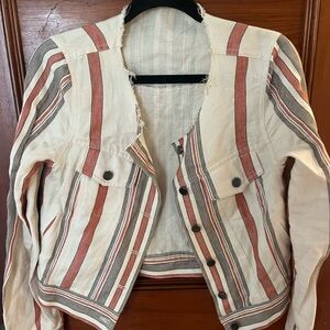 Striped Cream and Red Women's Jacket